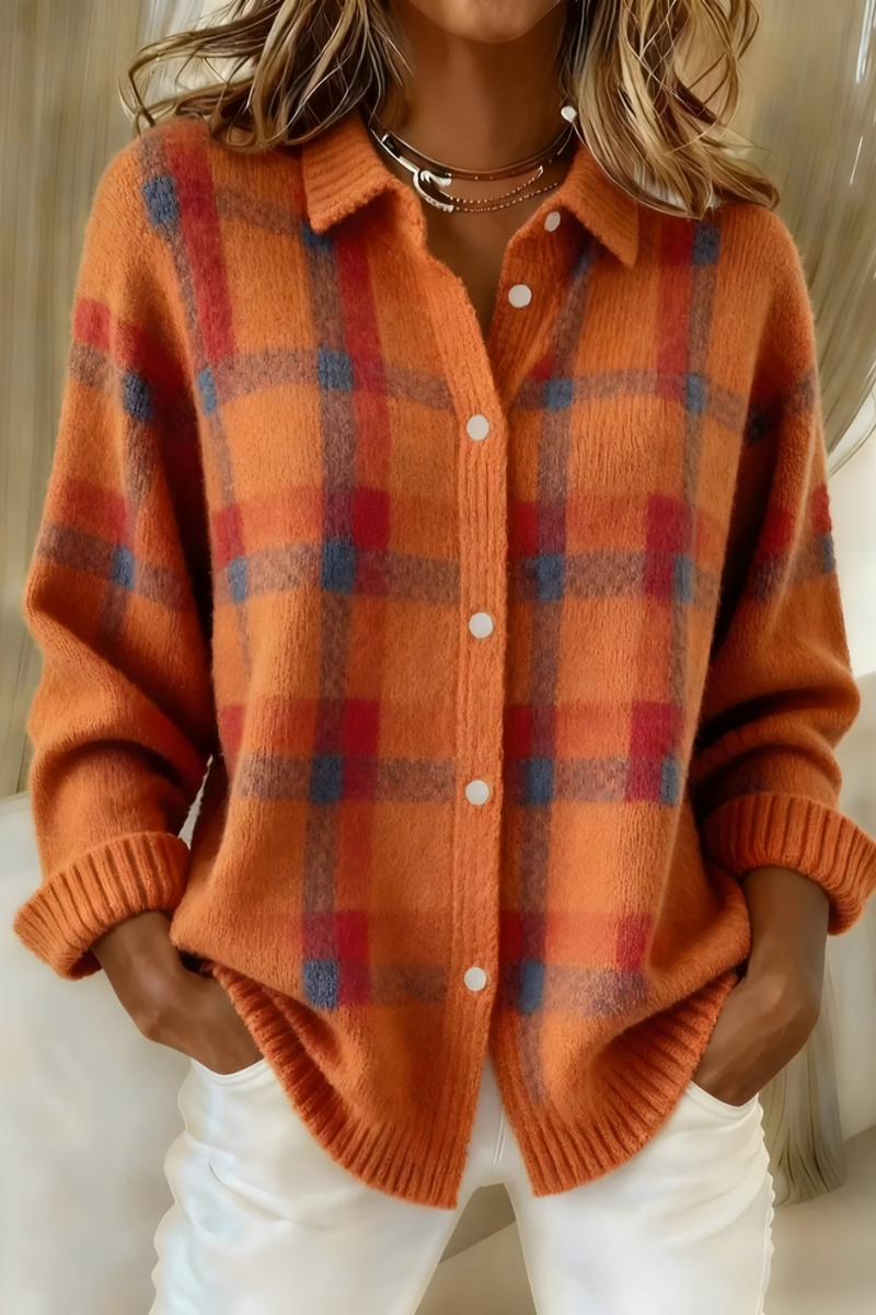 Élise | Rust Plaid Blouse