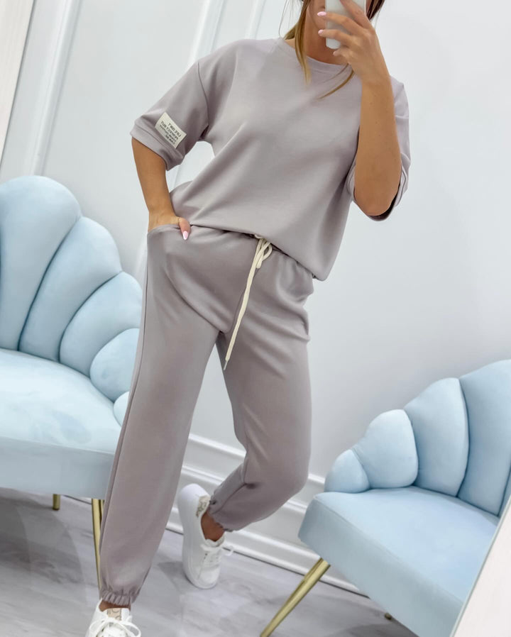 ELENZA | Women’s Casual Two-Piece Set with Solid Top and Trousers