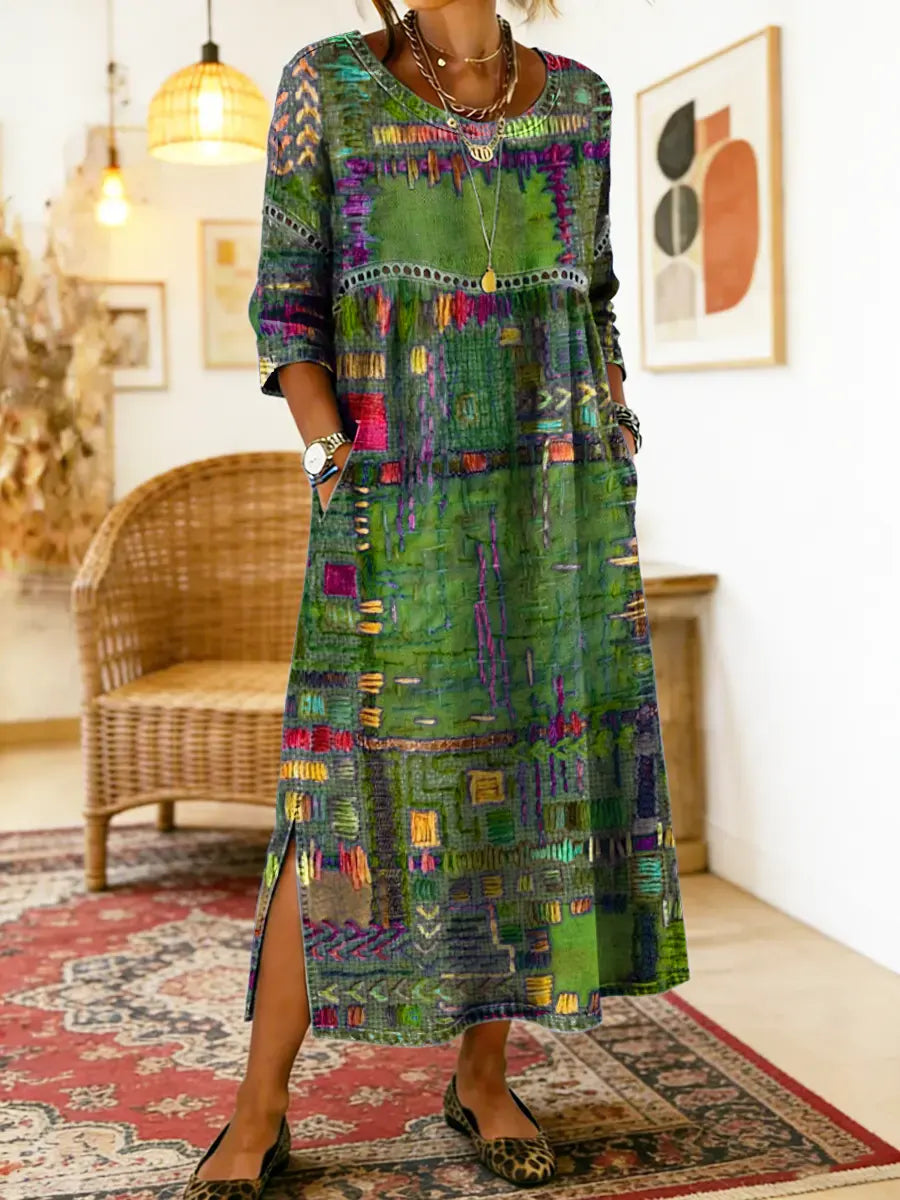 AYLINA | Women’s Ethnic Patchwork Print Dress