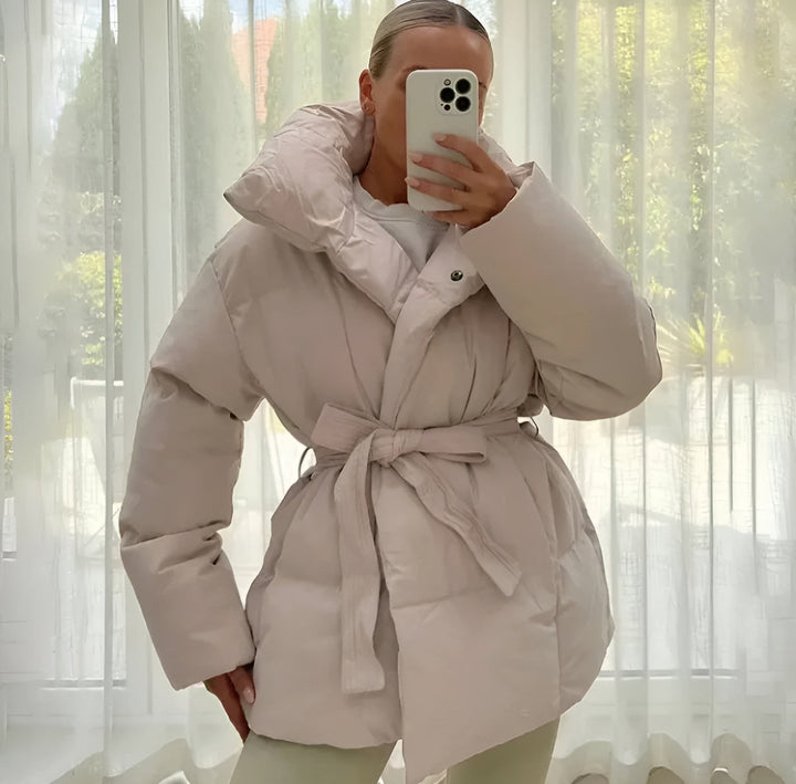 Keira | Zipper Puffer Jacket With Belt