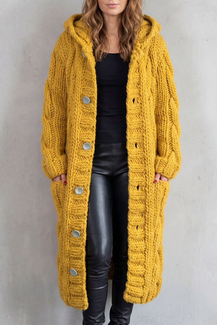 Karinaè – Oversized cable knit – Hooded cardigan coat