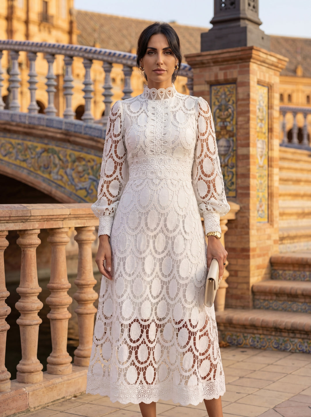 CLAIRE | Elegant Lace Maxi Dress with Long Sleeves