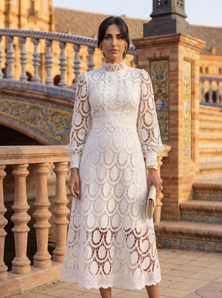 CLAIRE | Elegant Lace Maxi Dress with Long Sleeves