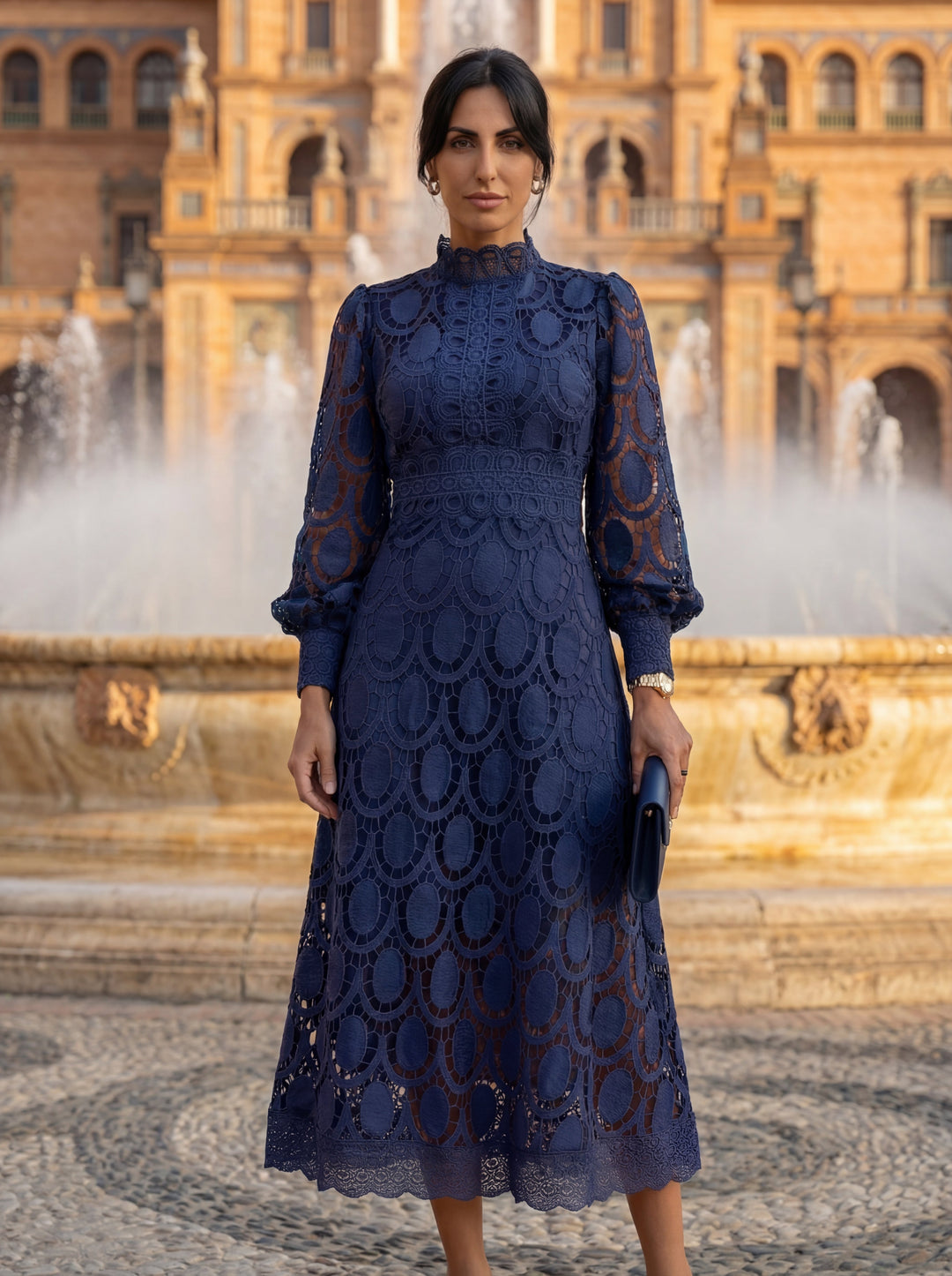 CLAIRE | Elegant Lace Maxi Dress with Long Sleeves