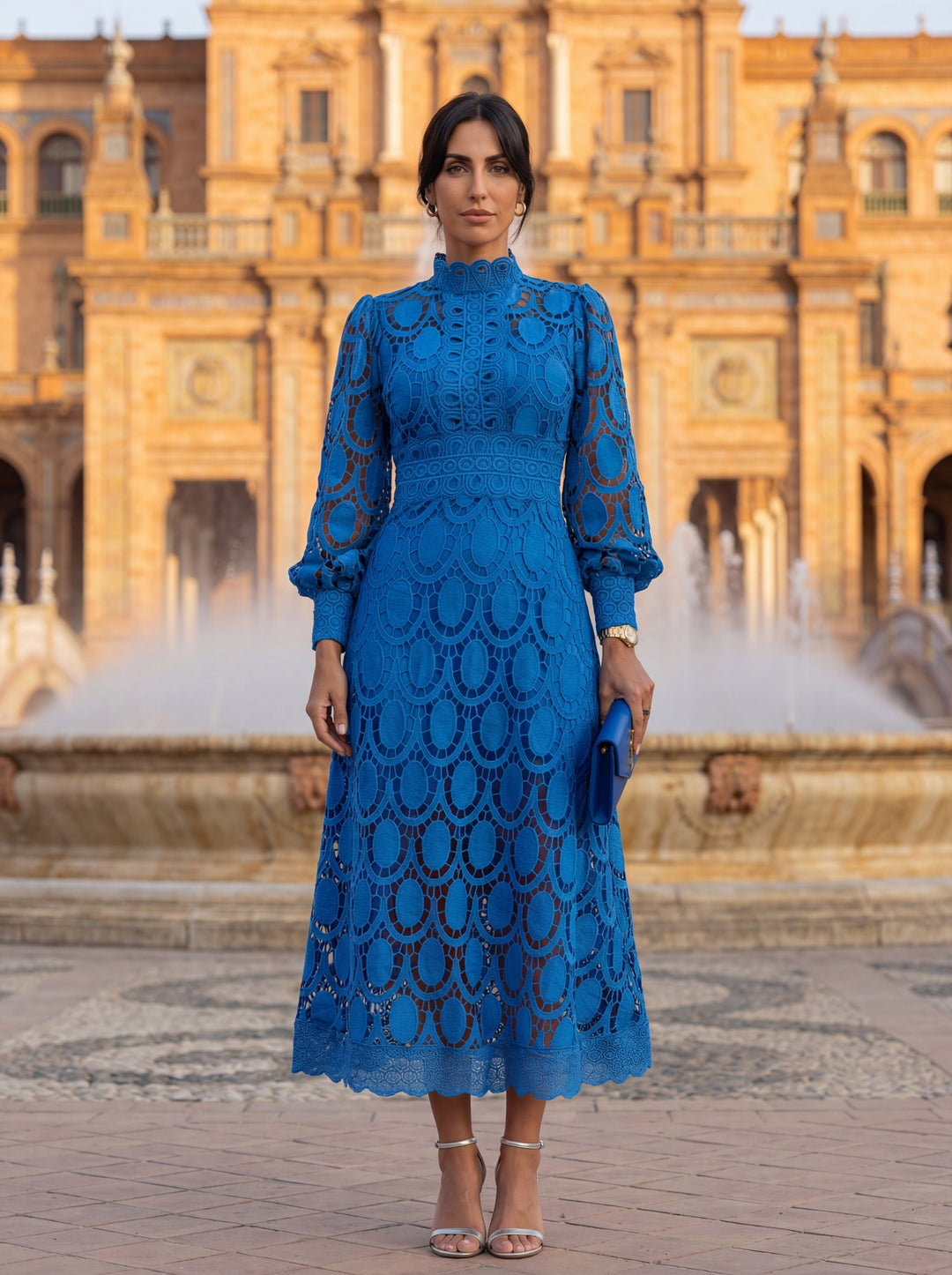 CLAIRE | Elegant Lace Maxi Dress with Long Sleeves