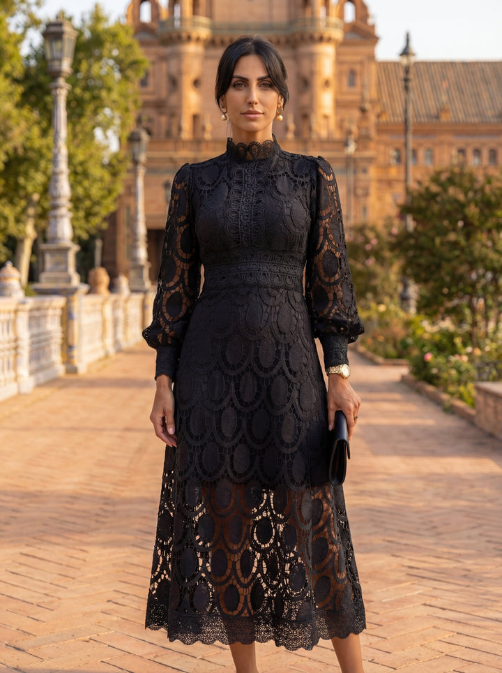 CLAIRE | Elegant Lace Maxi Dress with Long Sleeves