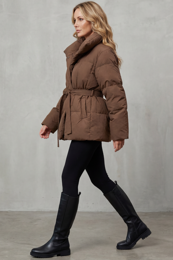 Valmira – Oversized collar – Belted puffer coat