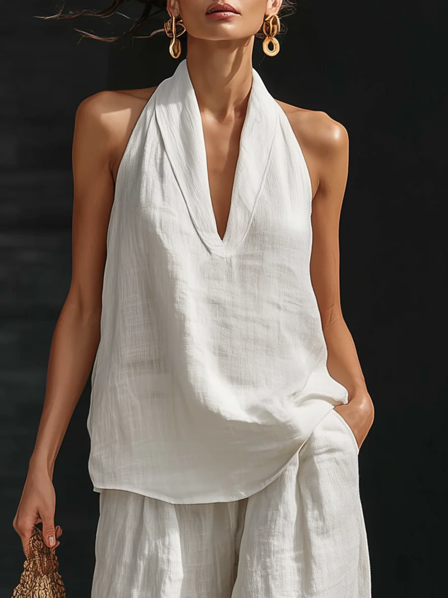 Zoë™ - Sleeveless Set with Wide Leg Trousers