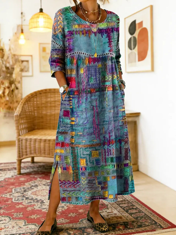 AYLINA | Women’s Ethnic Patchwork Print Dress