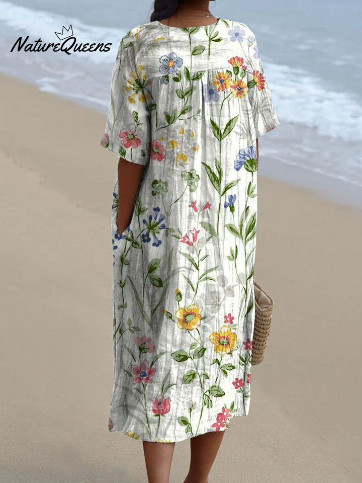 Jenny -  Vintage Floral Casual Flowing Dress
